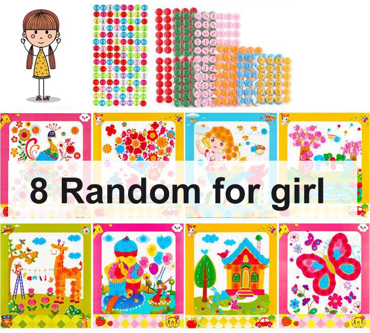 8Pcs Kids DIY Button Stickers Drawing Toys Handmade School Art Class Painting Drawing Craft Toys Children Early Educational GYH