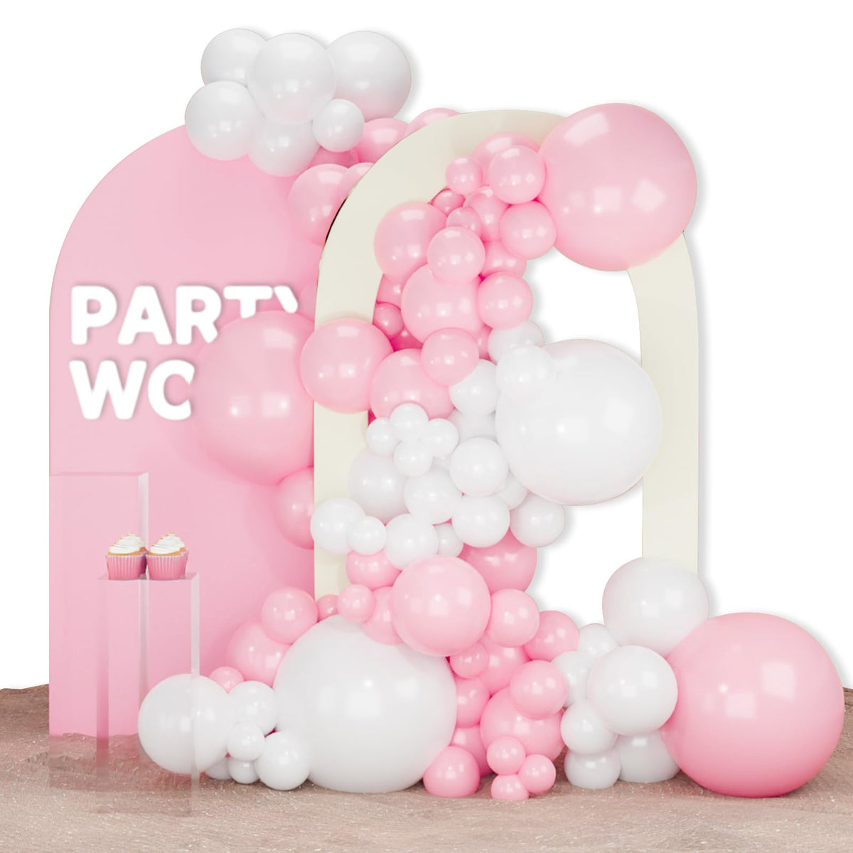 PartyWoo Pearl White Balloons 140pcs Metallic White Color Different Sizes