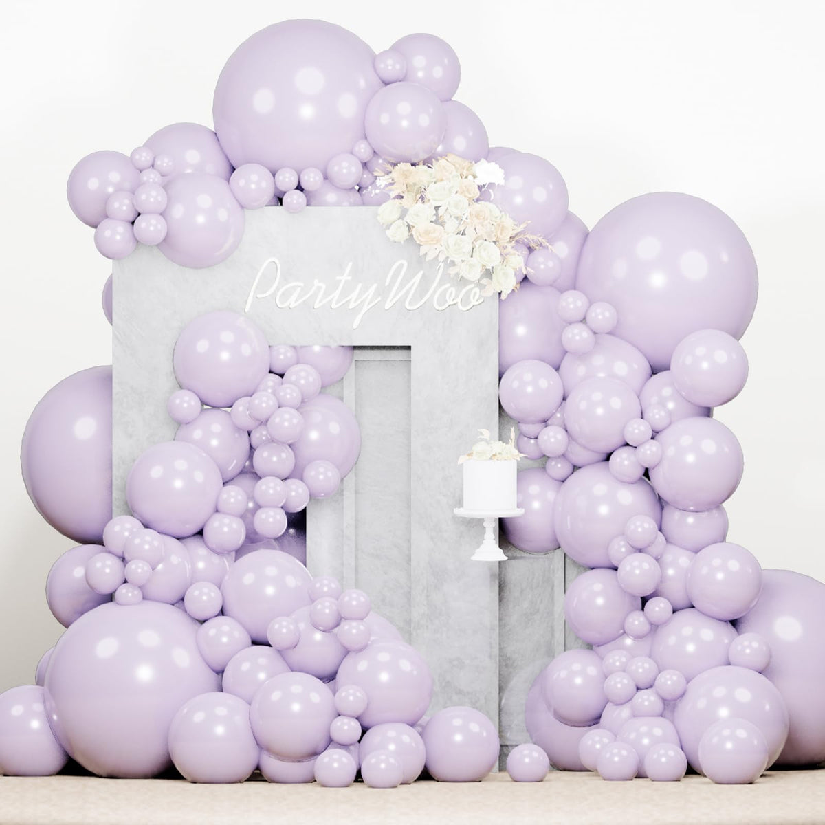 PartyWoo Pearl White Balloons 140pcs Metallic White Color Different Sizes