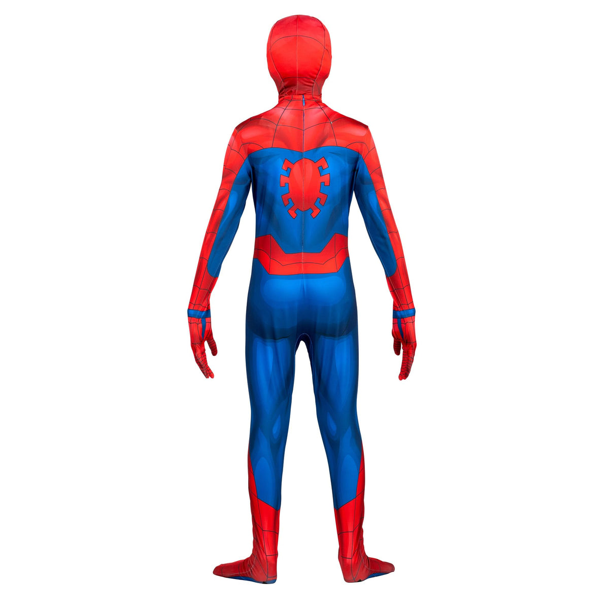 Marvel Spider-Man Official Youth Deluxe Zentai Costume - Deluxe Two-Way Stretch Spandex with Invisible Zippers and Wrist Openings for Added Convenience (L)