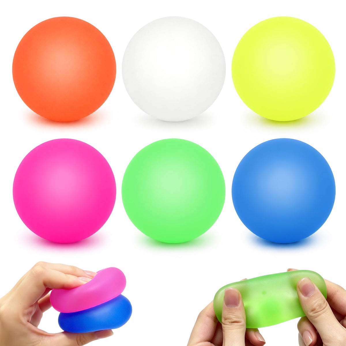 3pc Stress Balls for Adults, Squishy Ball Sensory Textured Memory Gel Fidget Toys for Kids/Adults Hand Exercises, Valentines Day Party Favors Anxiety Relief Squeeze Ball(1.80“)