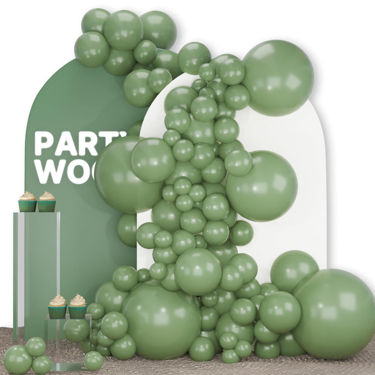 PartyWoo Pearl White Balloons 140pcs Metallic White Color Different Sizes