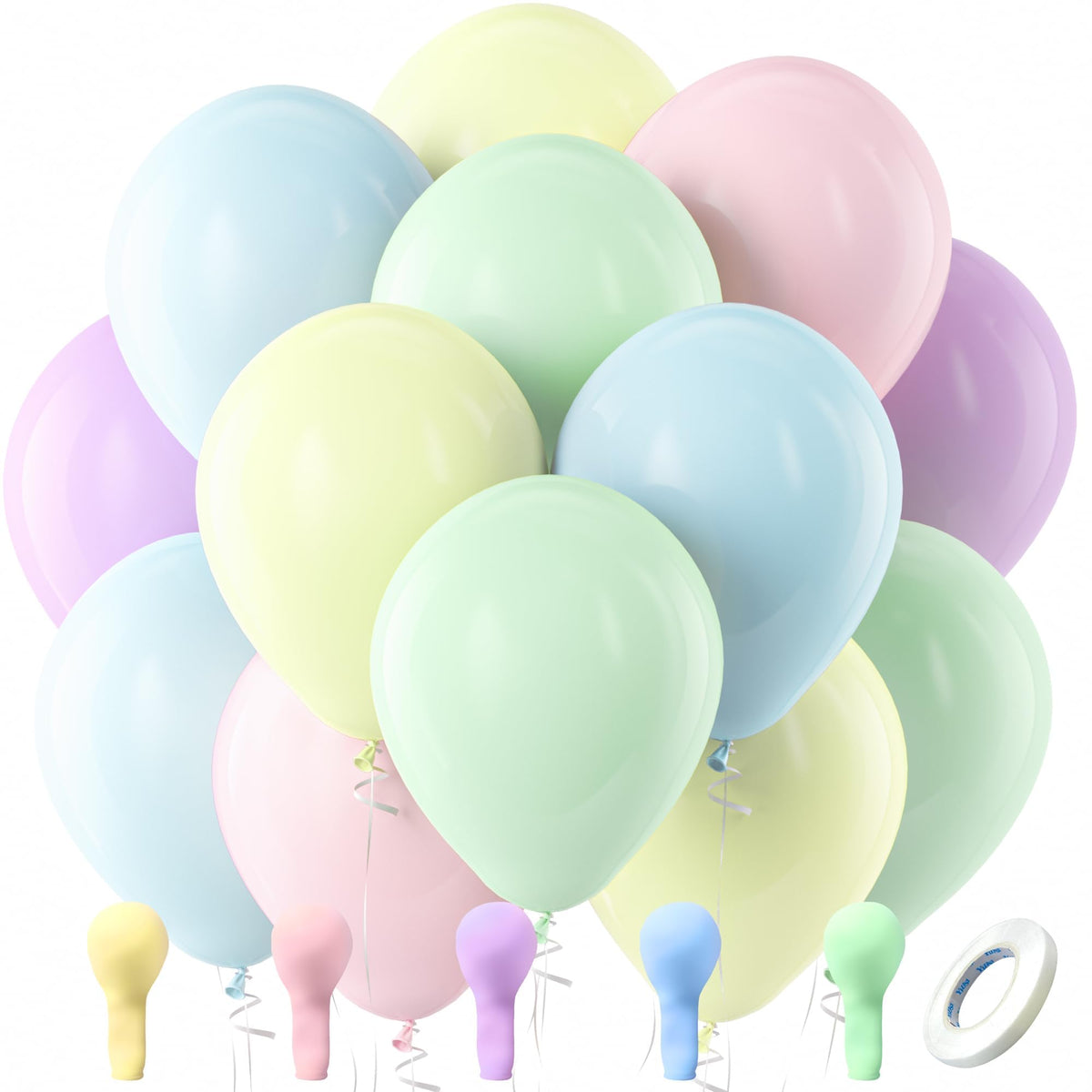 Bezente Assorted Latex Rainbow Balloons 100 Pack 12 inch