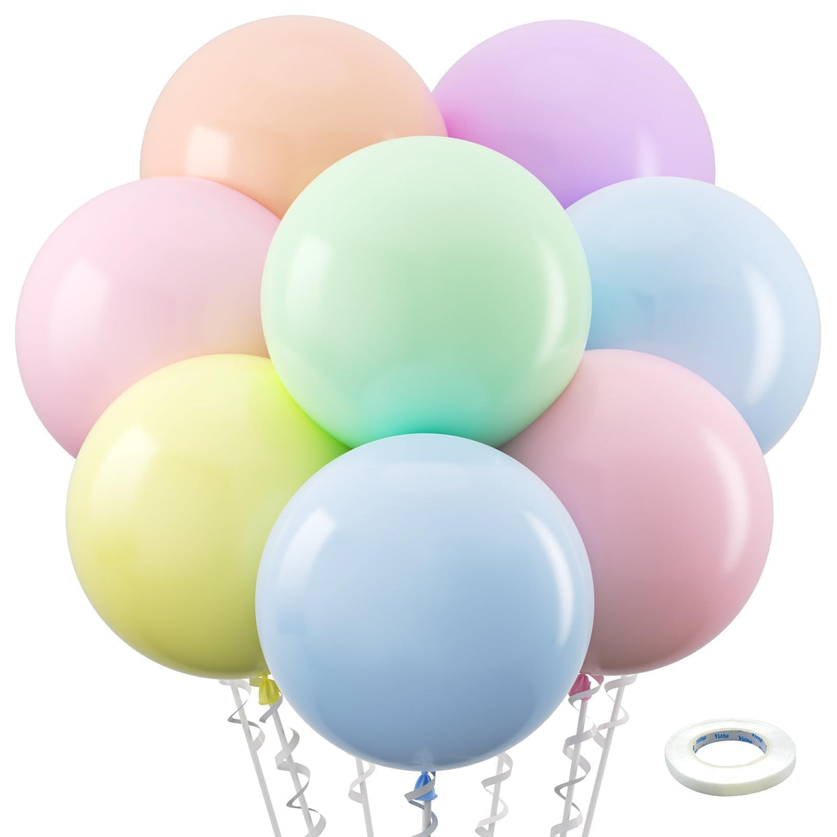 Bezente Assorted Latex Rainbow Balloons 100 Pack 12 inch