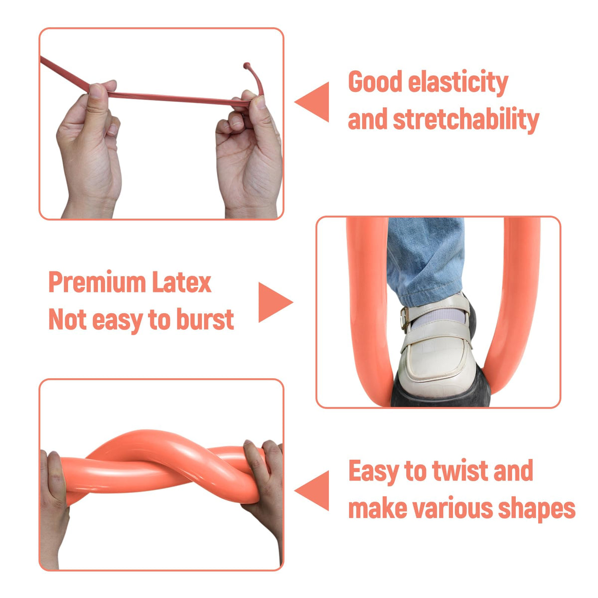 Long Orange 260 Balloons Kit for Kids Party Decor, Bright Long Balloons Twisting Animals Pack Thicken Latex for Halloween Orange Balloon Arch Party Decor.