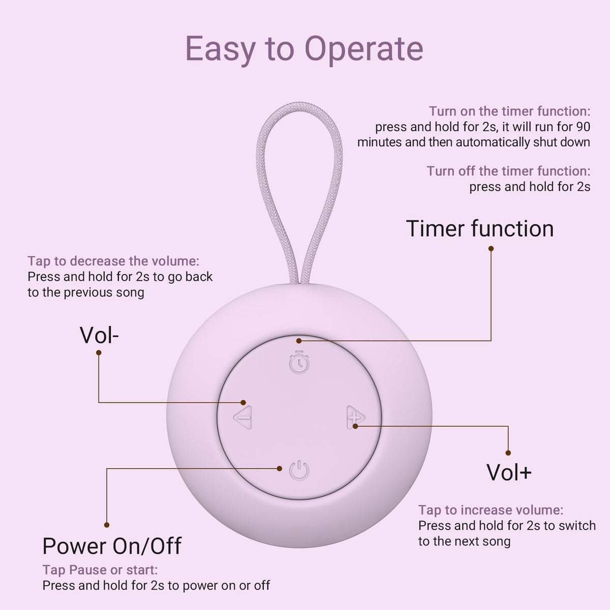 Portable Baby Sound Machine & Essentials for Babies & Kids-Rose
