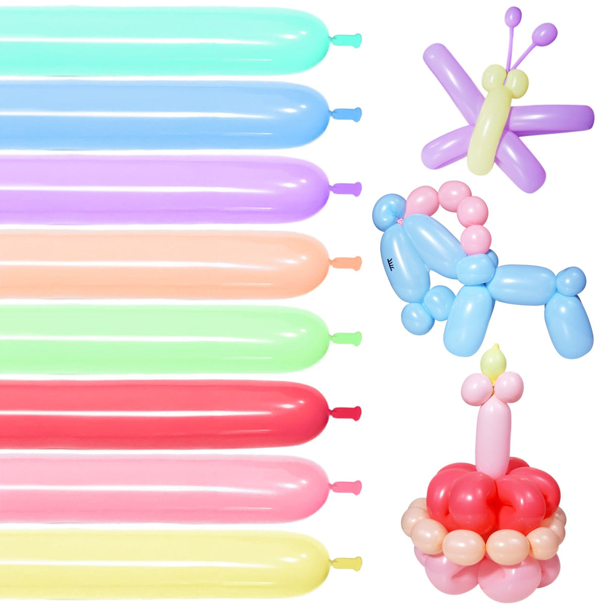 Long Orange 260 Balloons Kit for Kids Party Decor, Bright Long Balloons Twisting Animals Pack Thicken Latex for Halloween Orange Balloon Arch Party Decor.