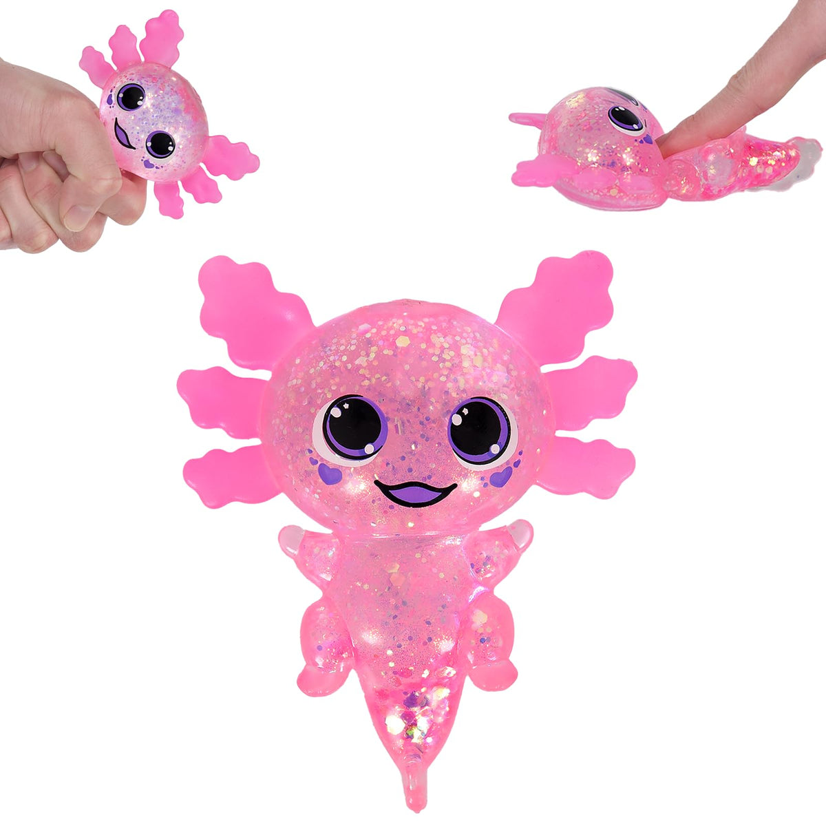 4pcs Axolotl Squishy Stress Relief Toy Glitter Fidget Toys Cute Malt Sugar Axolotl Toy Fidget Toys for Kids Youth Adult, Party Favors Anxiety Relief Squishy Toys(4pcs)