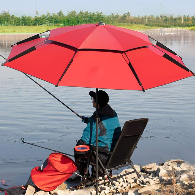 6.6FT Double Canopy Beach Umbrella – UV Protective, Waterproof Sun Shade for Garden, Camping & Fishing
