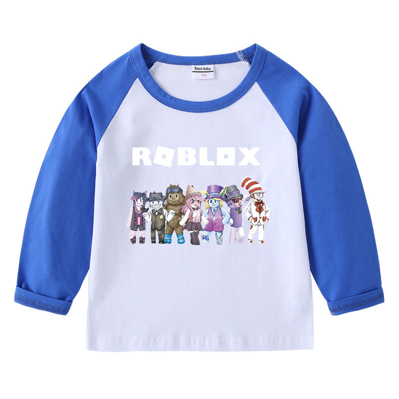 Children's game round neck cartoon long sleeved shirt