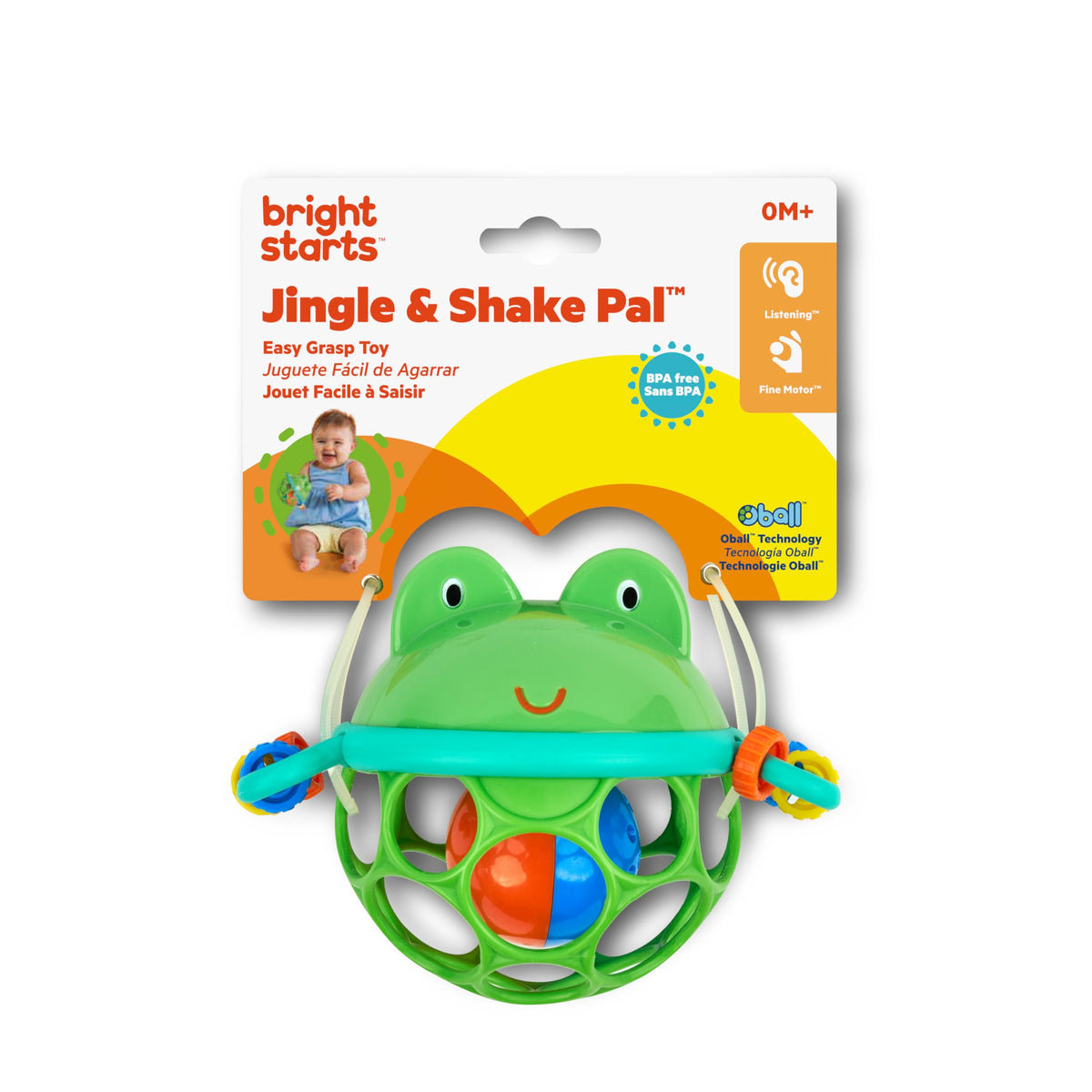 Bright Starts Oball Grippin' Goals Rattle Soccer Ball - Black & White, Easy-Grasp Toy for Newborn and Up