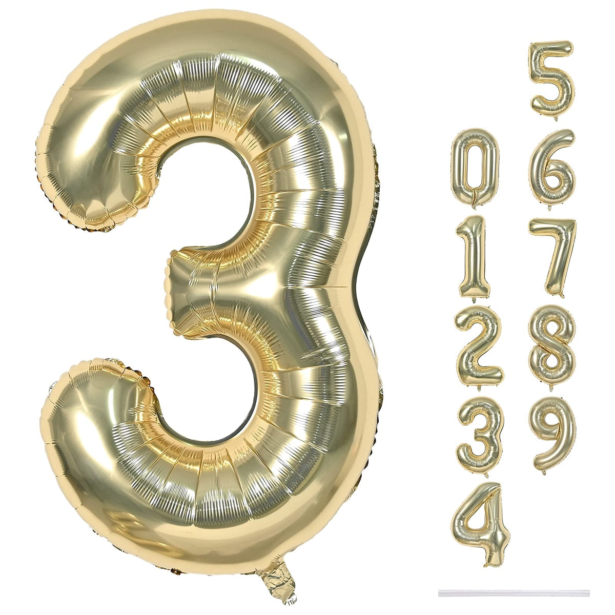 40 Inch Balloon Number 3 Blue, Large Foil Number Balloons Set 0-9, Digital 3 Helium Balloons for Boys Men 3rd 13th 30th Birthday Anniversary Graduation New Year's Eve Party Decoration Supplies