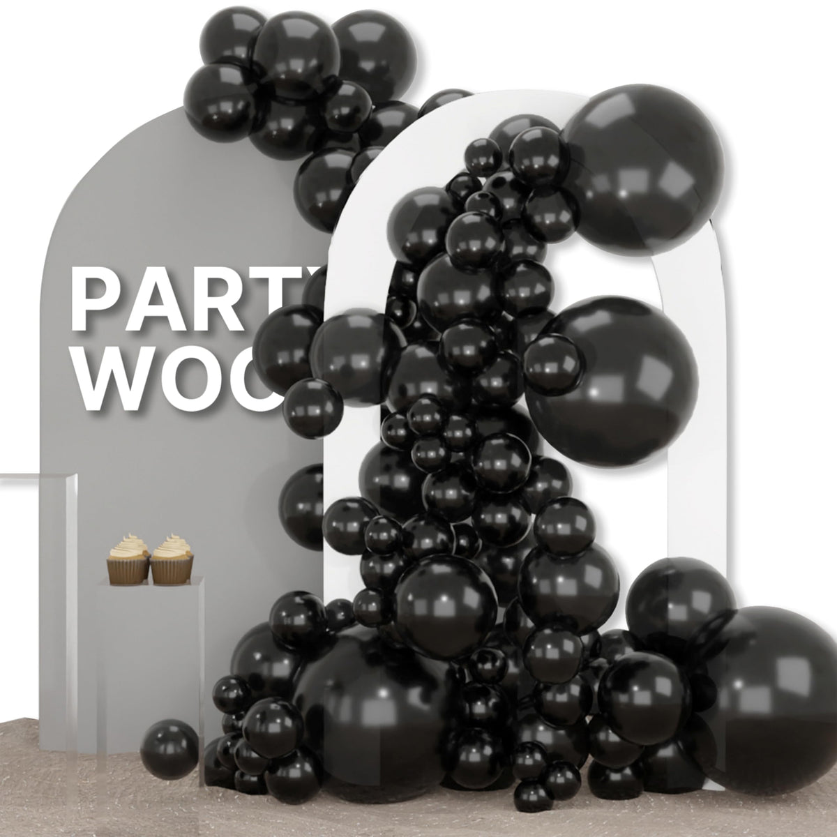 PartyWoo White Balloons 155pcs Matte White Latex Balloons Different Sizes