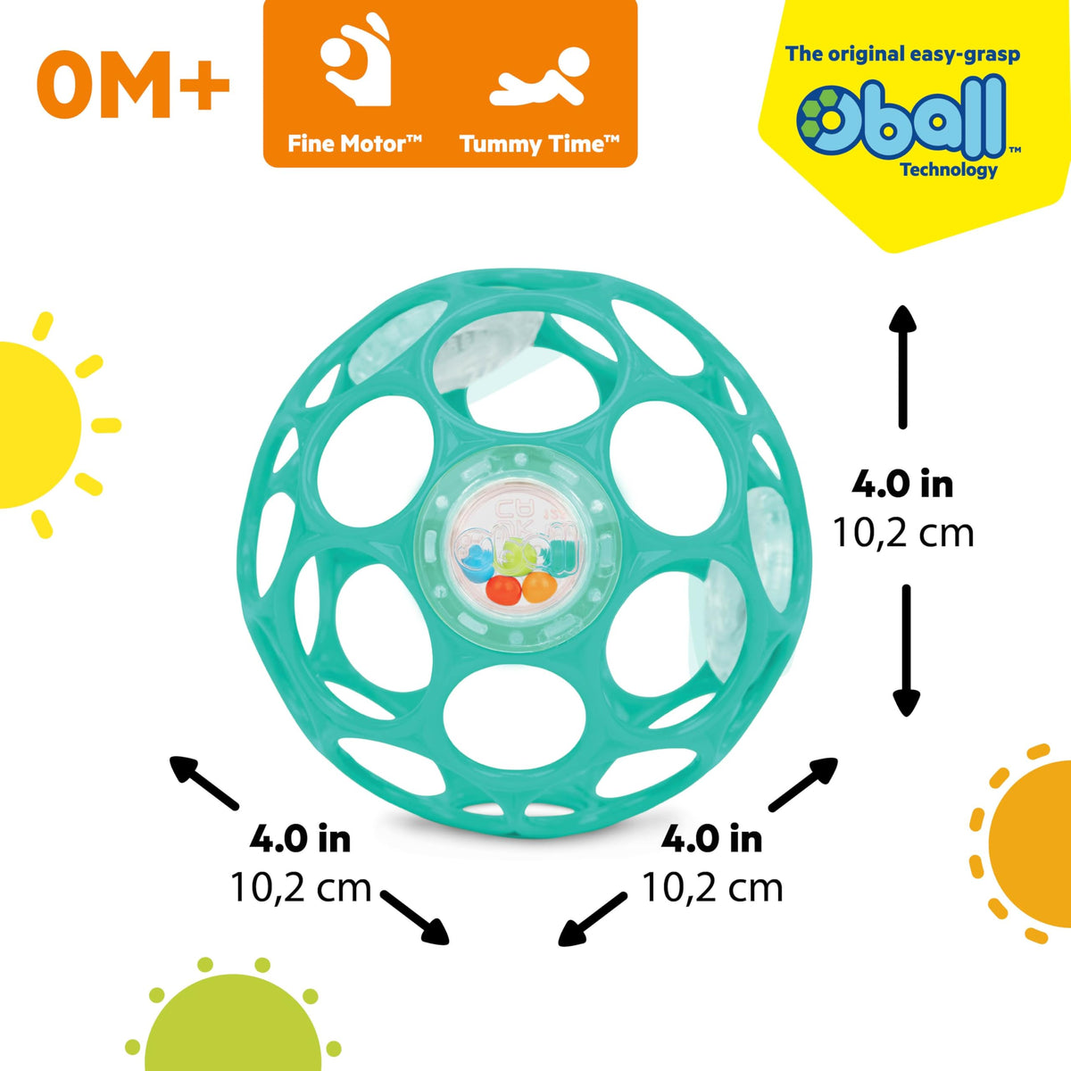 Bright Starts Oball Grippin' Goals Rattle Soccer Ball - Black & White, Easy-Grasp Toy for Newborn and Up