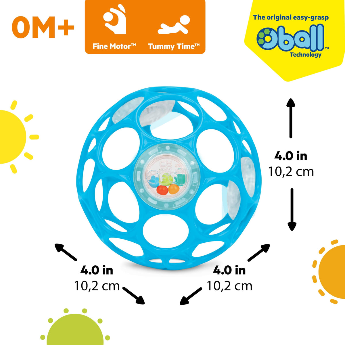 Bright Starts Oball Grippin' Goals Rattle Soccer Ball - Black & White, Easy-Grasp Toy for Newborn and Up