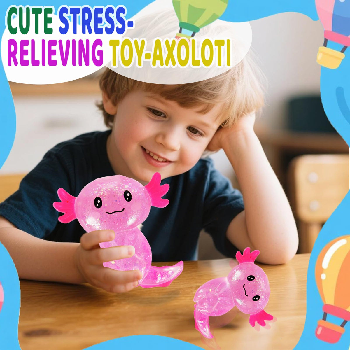 4pcs Axolotl Squishy Stress Relief Toy Glitter Fidget Toys Cute Malt Sugar Axolotl Toy Fidget Toys for Kids Youth Adult, Party Favors Anxiety Relief Squishy Toys(4pcs)