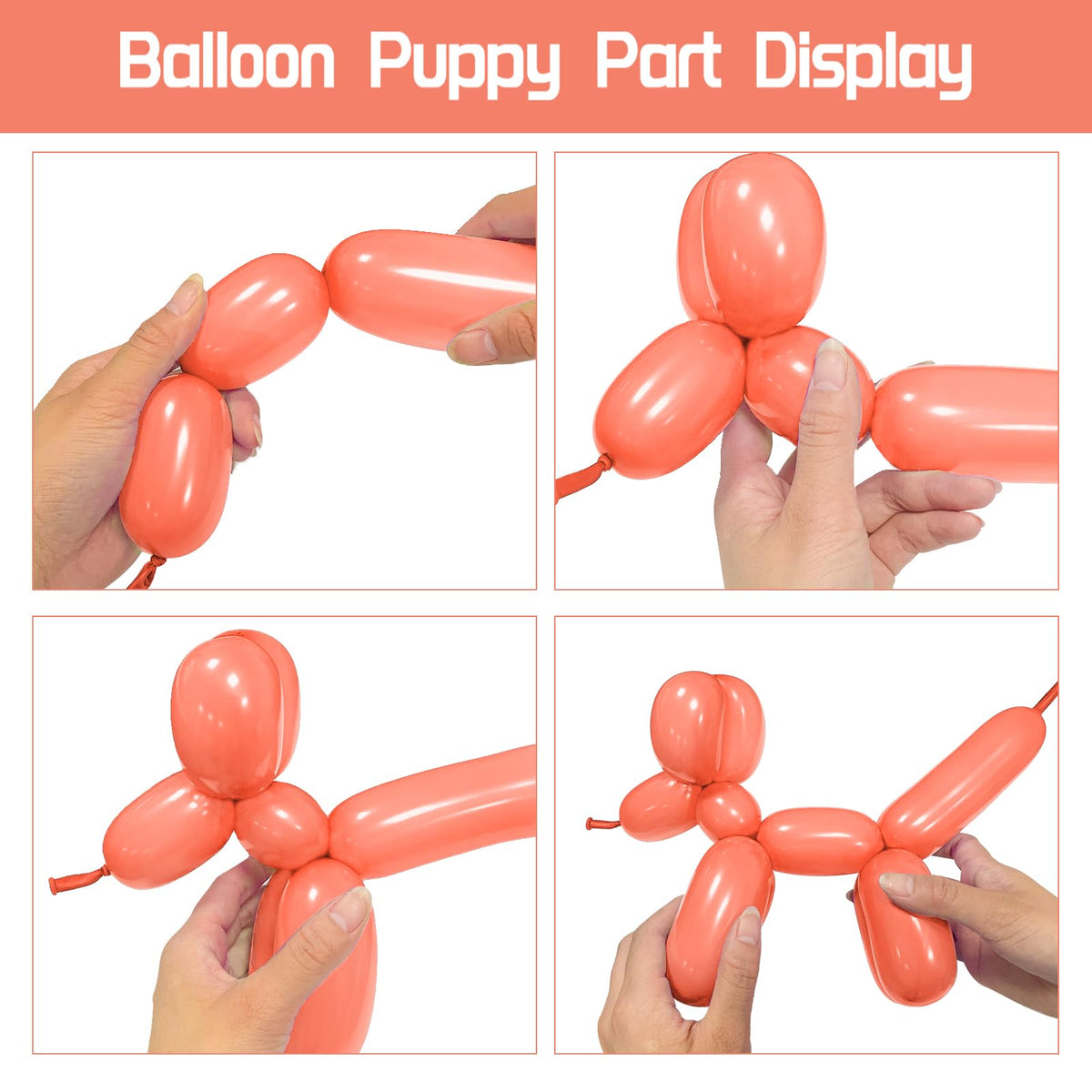 Long Orange 260 Balloons Kit for Kids Party Decor, Bright Long Balloons Twisting Animals Pack Thicken Latex for Halloween Orange Balloon Arch Party Decor.