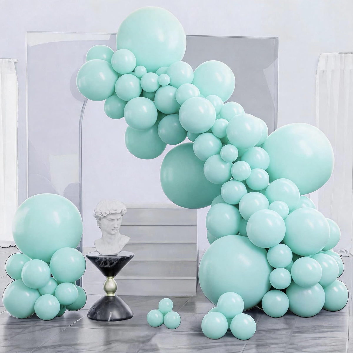 PartyWoo Pearl White Balloons 140pcs Metallic White Color Different Sizes
