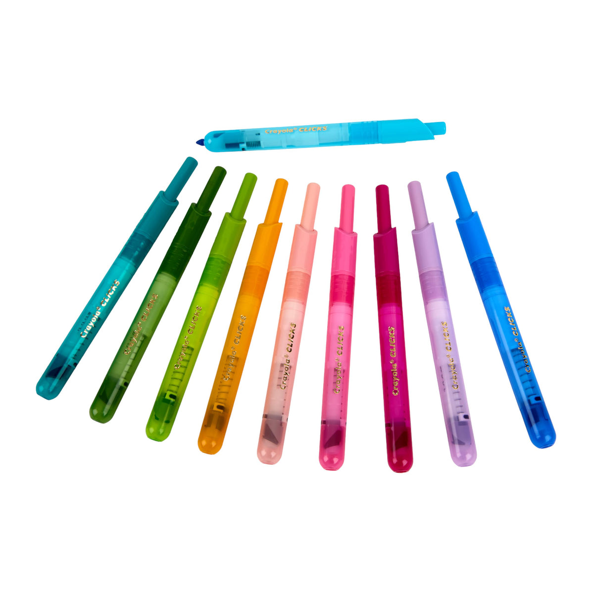 Crayola Clicks Retractable Tip Markers (10ct), Washable Cone Tip Art Marker Set, Cute Aesthetic School Supplies, Classroom Must Haves, Ages 8+