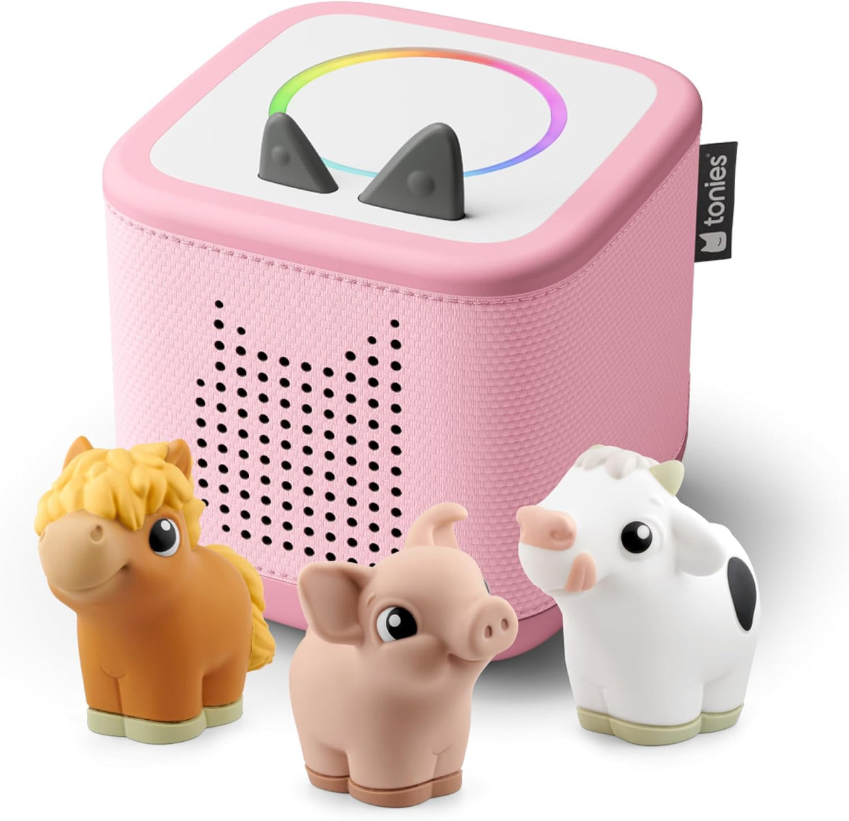 Toniebox 2 My First Farm Bundle for Kids 1+ with Soft and Squeezable Cow, Horse, and Pig - Cloud Pink