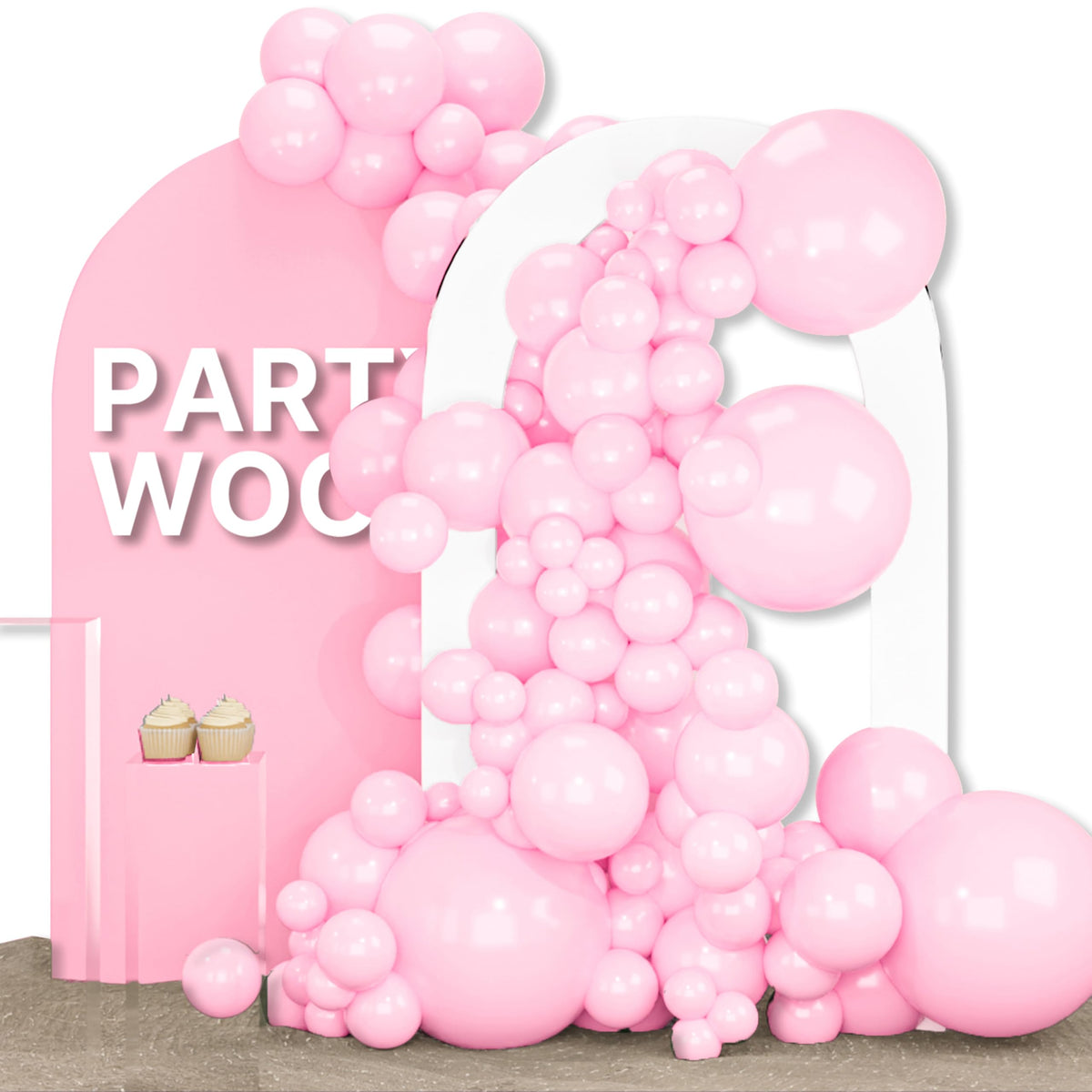 PartyWoo White Balloons 155pcs Matte White Latex Balloons Different Sizes