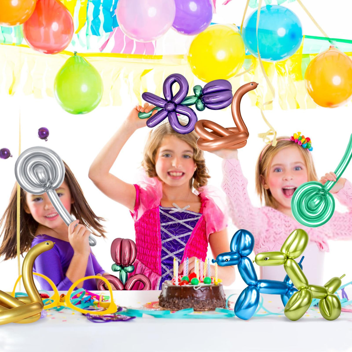 Long Orange 260 Balloons Kit for Kids Party Decor, Bright Long Balloons Twisting Animals Pack Thicken Latex for Halloween Orange Balloon Arch Party Decor.