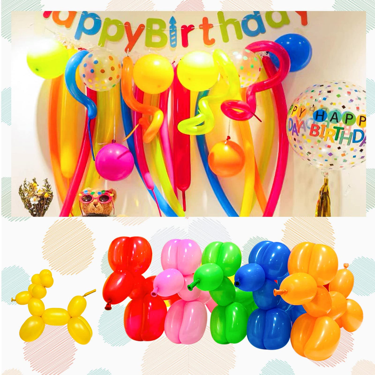 Long Orange 260 Balloons Kit for Kids Party Decor, Bright Long Balloons Twisting Animals Pack Thicken Latex for Halloween Orange Balloon Arch Party Decor.
