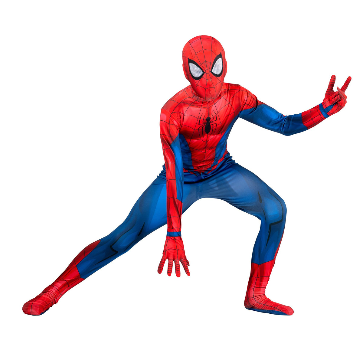 Marvel Spider-Man Official Youth Deluxe Zentai Costume - Deluxe Two-Way Stretch Spandex with Invisible Zippers and Wrist Openings for Added Convenience (L)