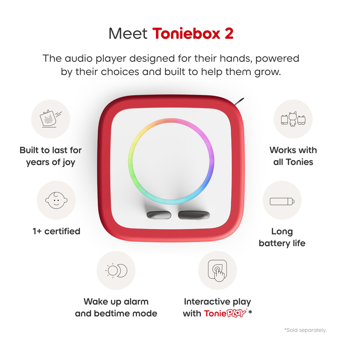 Toniebox 2 My First Farm Bundle for Kids 1+ with Soft and Squeezable Cow, Horse, and Pig - Cloud Pink