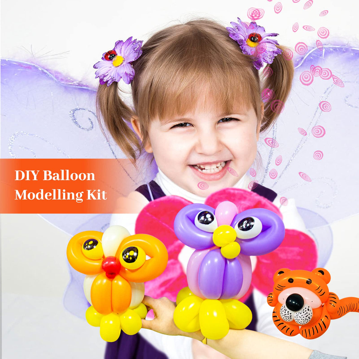 Long Orange 260 Balloons Kit for Kids Party Decor, Bright Long Balloons Twisting Animals Pack Thicken Latex for Halloween Orange Balloon Arch Party Decor.