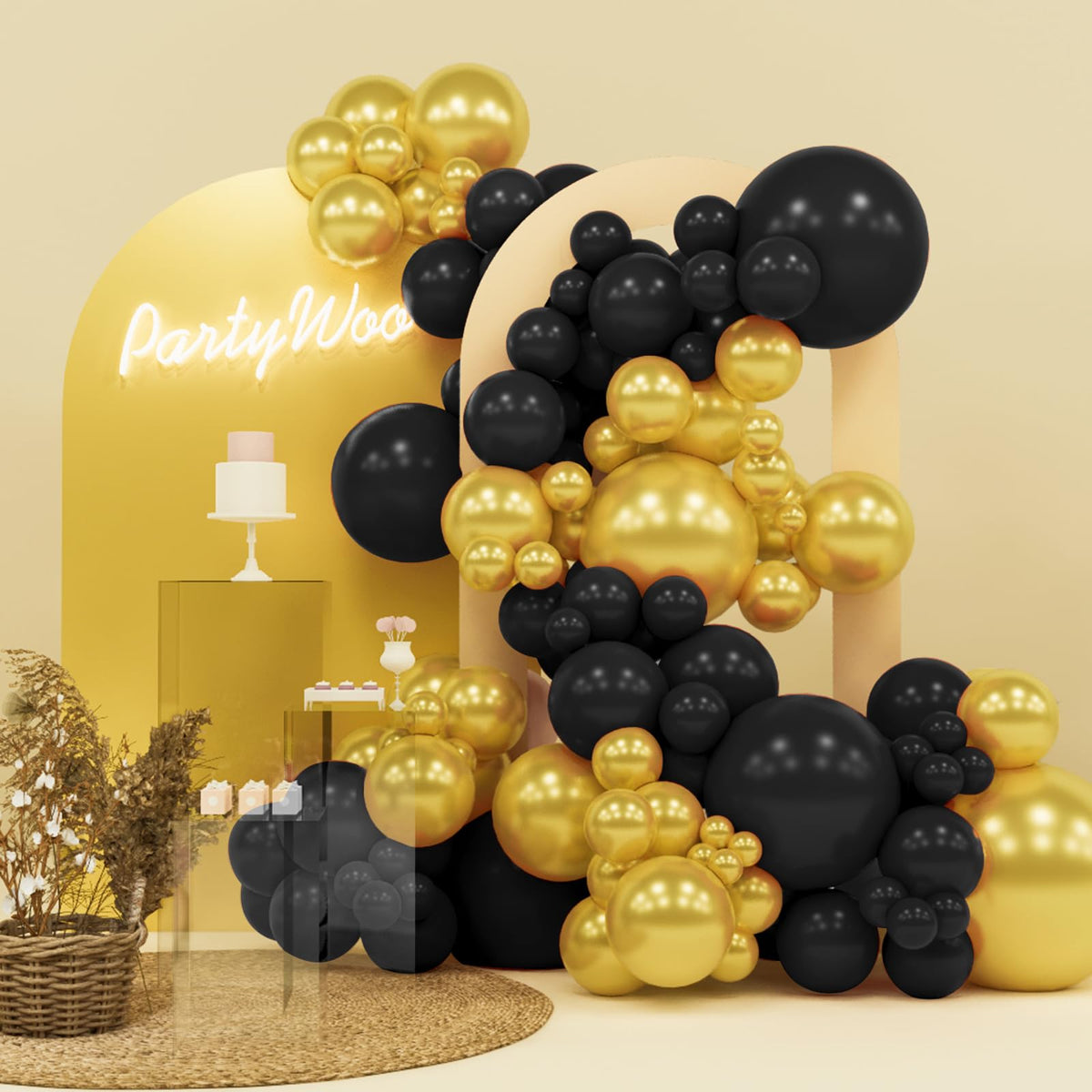 PartyWoo Pearl White Balloons 140pcs Metallic White Color Different Sizes