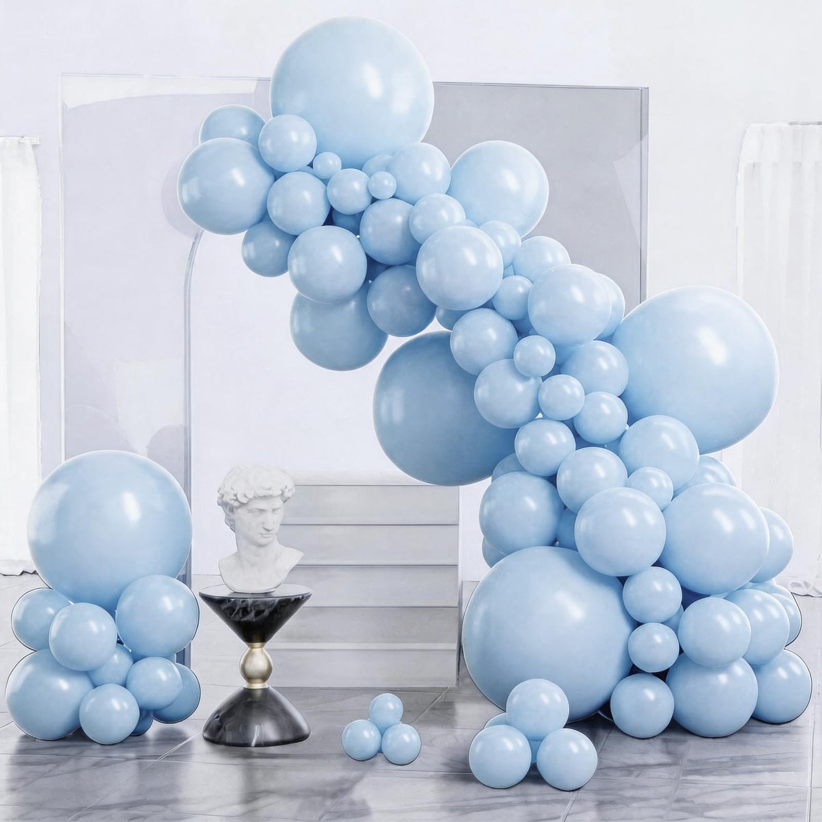 PartyWoo Pearl White Balloons 140pcs Metallic White Color Different Sizes
