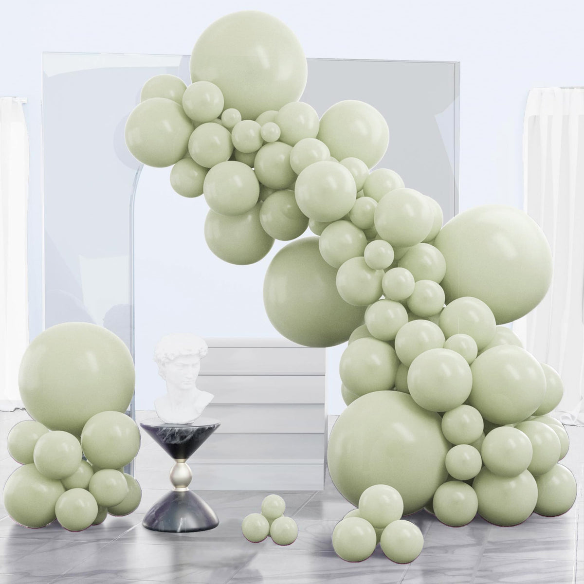 PartyWoo Pearl White Balloons 140pcs Metallic White Color Different Sizes