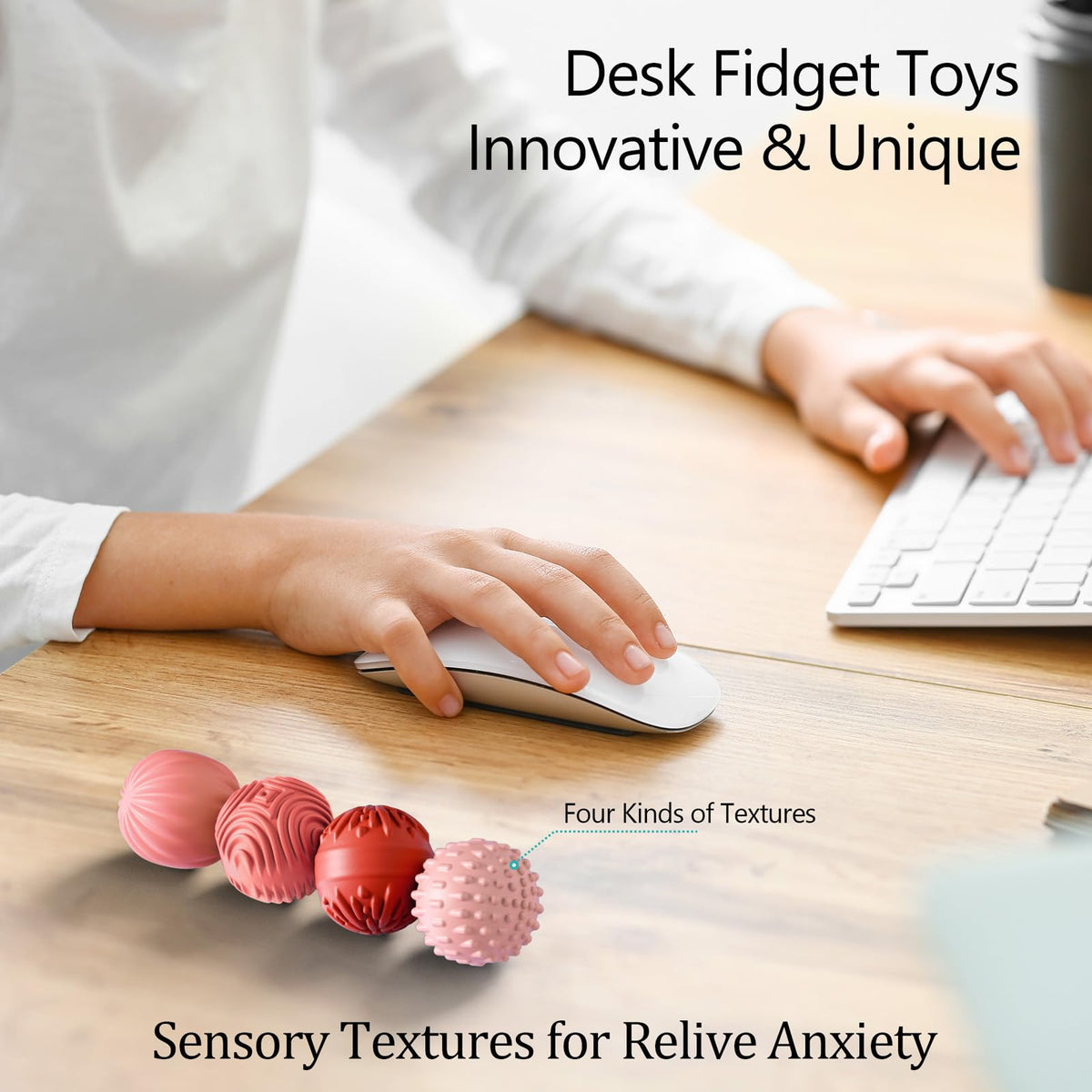 Silicone Magnetic Balls Fidget Toys for Adults & Teens,4PCS Stress Relief Sensory Toys for Autism ADHD Anxiety,Fun Textures Gadgets,Office Desk Toy,Stocking Stuffers for Women Men Teen Gift