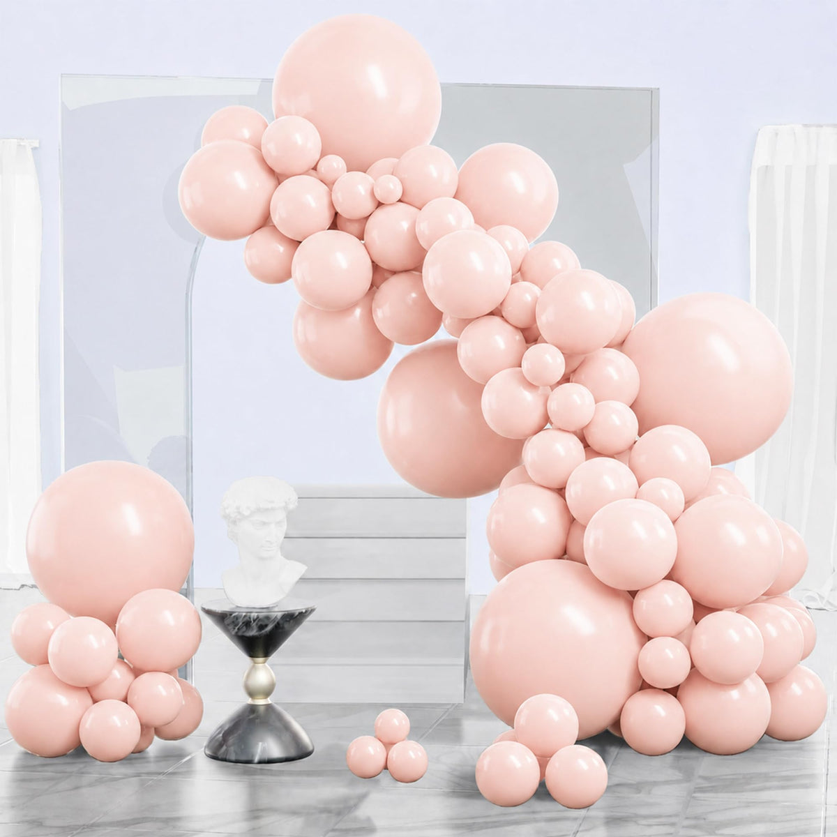 PartyWoo Pearl White Balloons 140pcs Metallic White Color Different Sizes