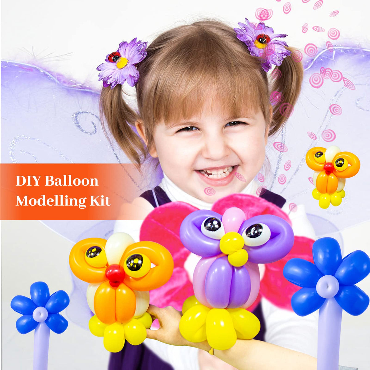 Long Orange 260 Balloons Kit for Kids Party Decor, Bright Long Balloons Twisting Animals Pack Thicken Latex for Halloween Orange Balloon Arch Party Decor.
