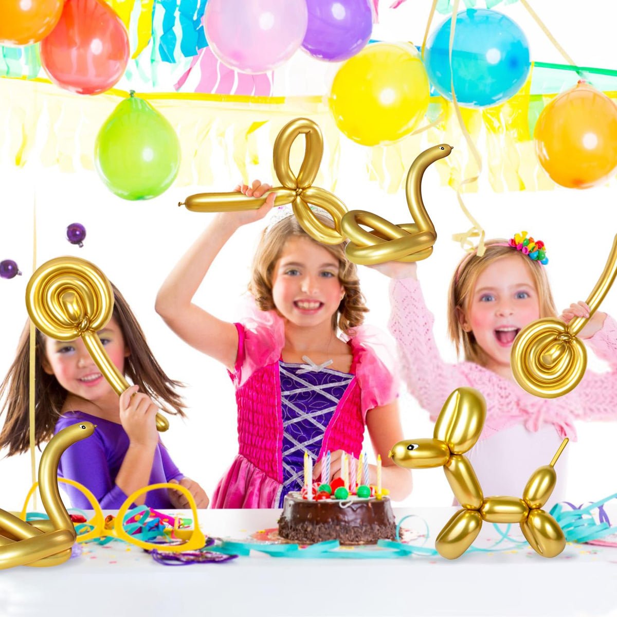 Long Orange 260 Balloons Kit for Kids Party Decor, Bright Long Balloons Twisting Animals Pack Thicken Latex for Halloween Orange Balloon Arch Party Decor.