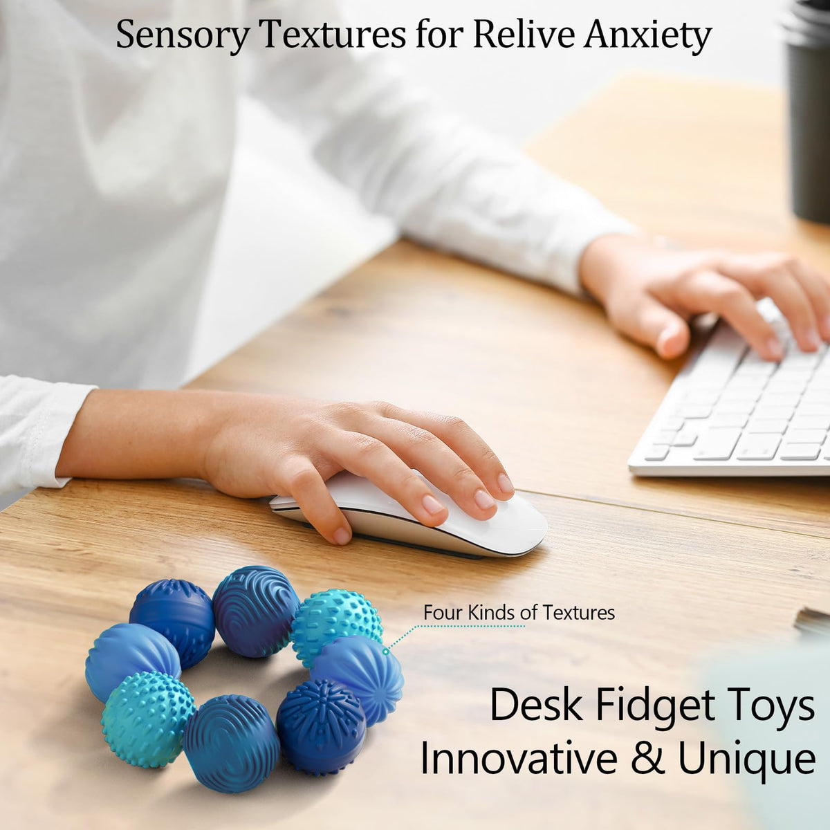 Silicone Magnetic Balls Fidget Toys for Adults & Teens,4PCS Stress Relief Sensory Toys for Autism ADHD Anxiety,Fun Textures Gadgets,Office Desk Toy,Stocking Stuffers for Women Men Teen Gift