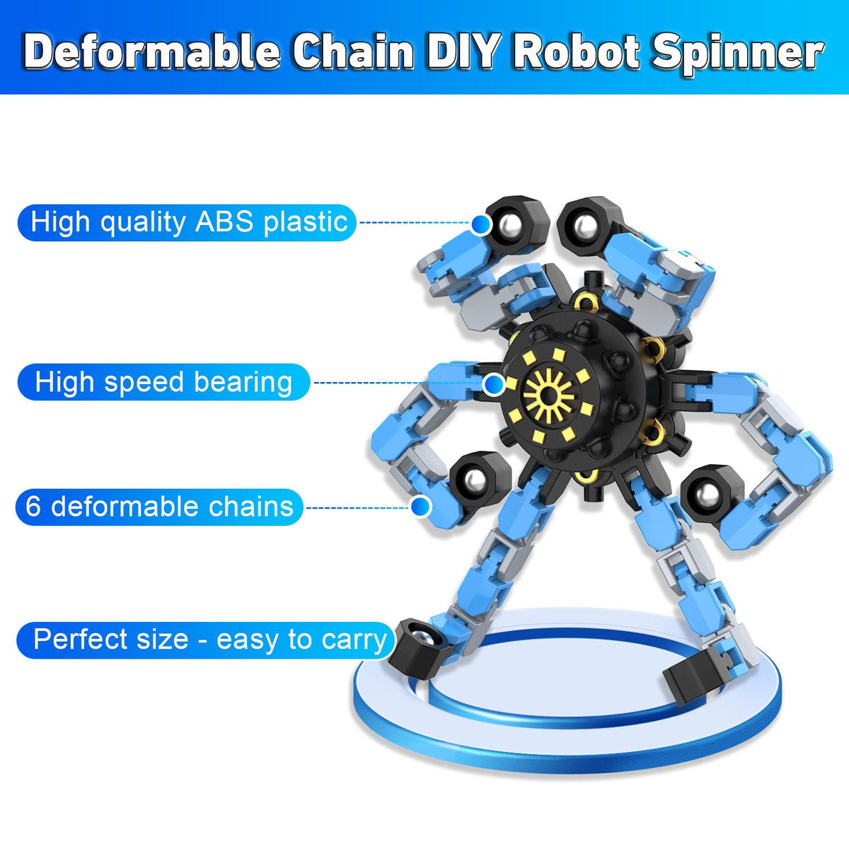 Transformable Fidget Spinners,9PCS Funny Sensory Fidget Toys for Kids