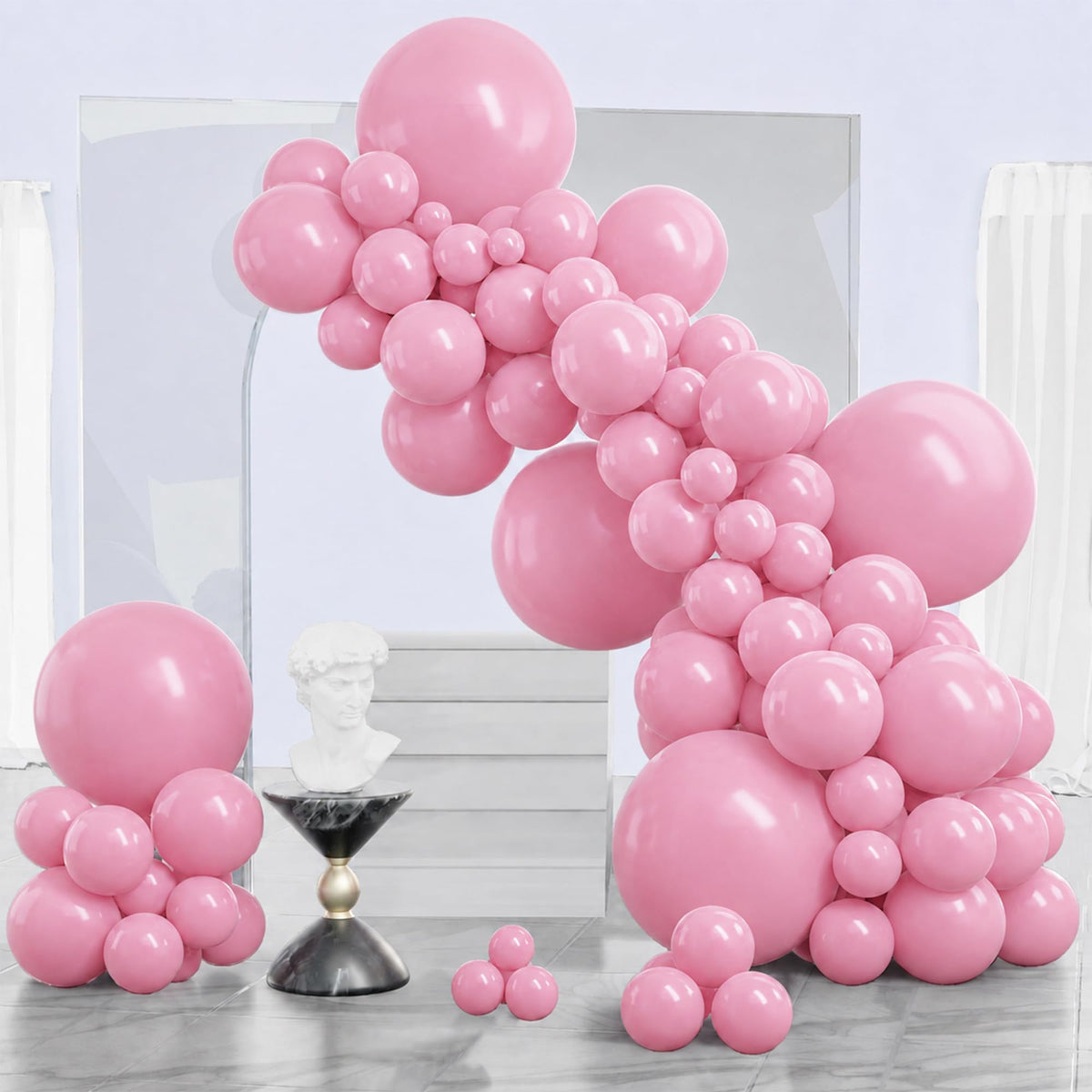 PartyWoo Pearl White Balloons 140pcs Metallic White Color Different Sizes