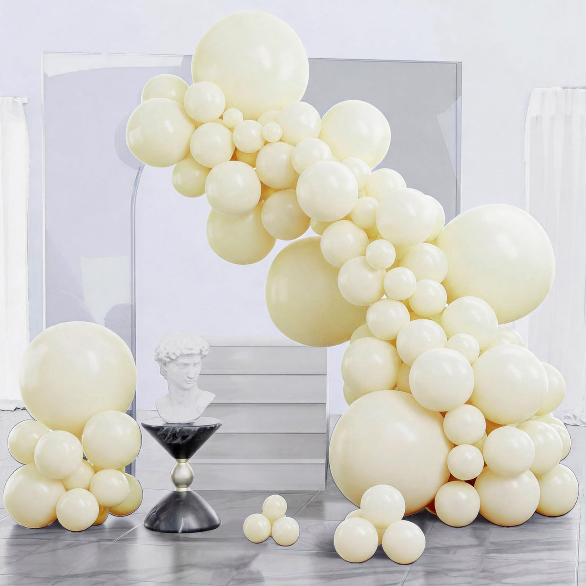 PartyWoo Pearl White Balloons 140pcs Metallic White Color Different Sizes