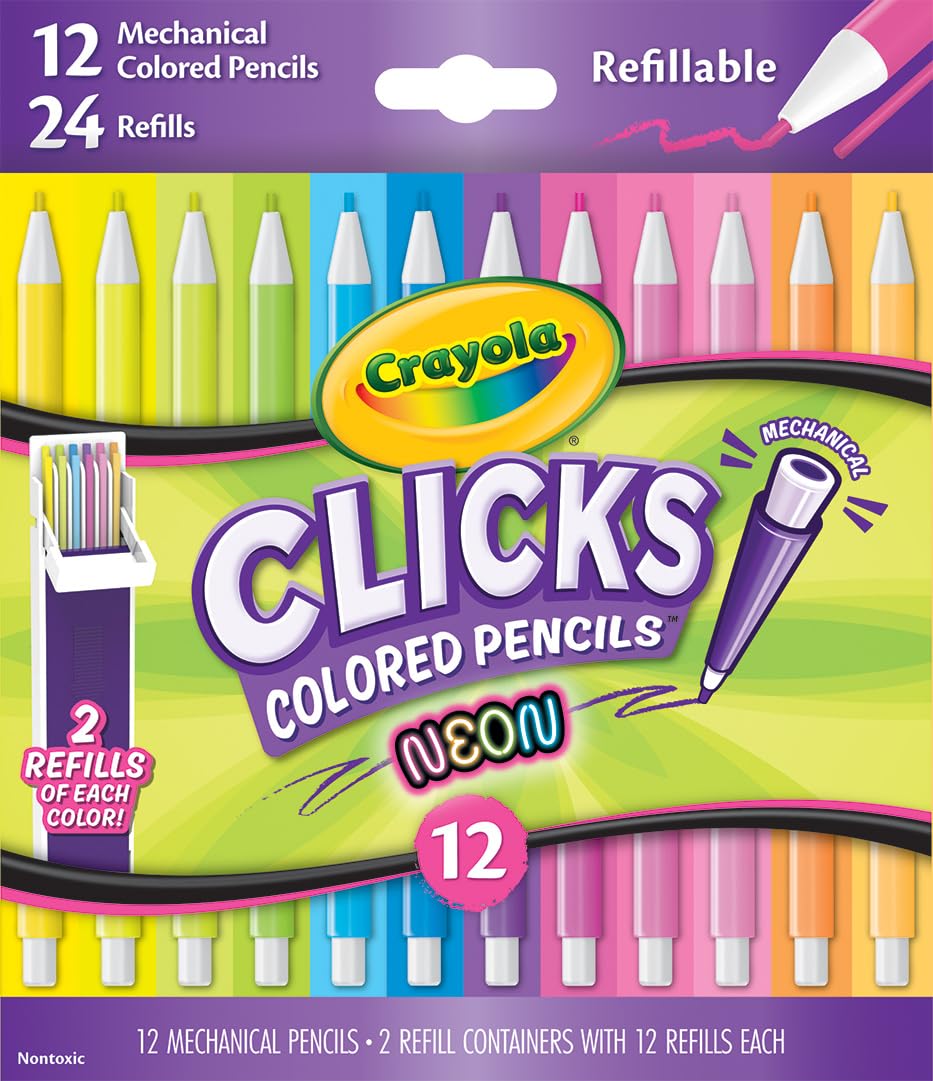 Crayola Clicks Retractable Tip Markers (10ct), Washable Cone Tip Art Marker Set, Cute Aesthetic School Supplies, Classroom Must Haves, Ages 8+