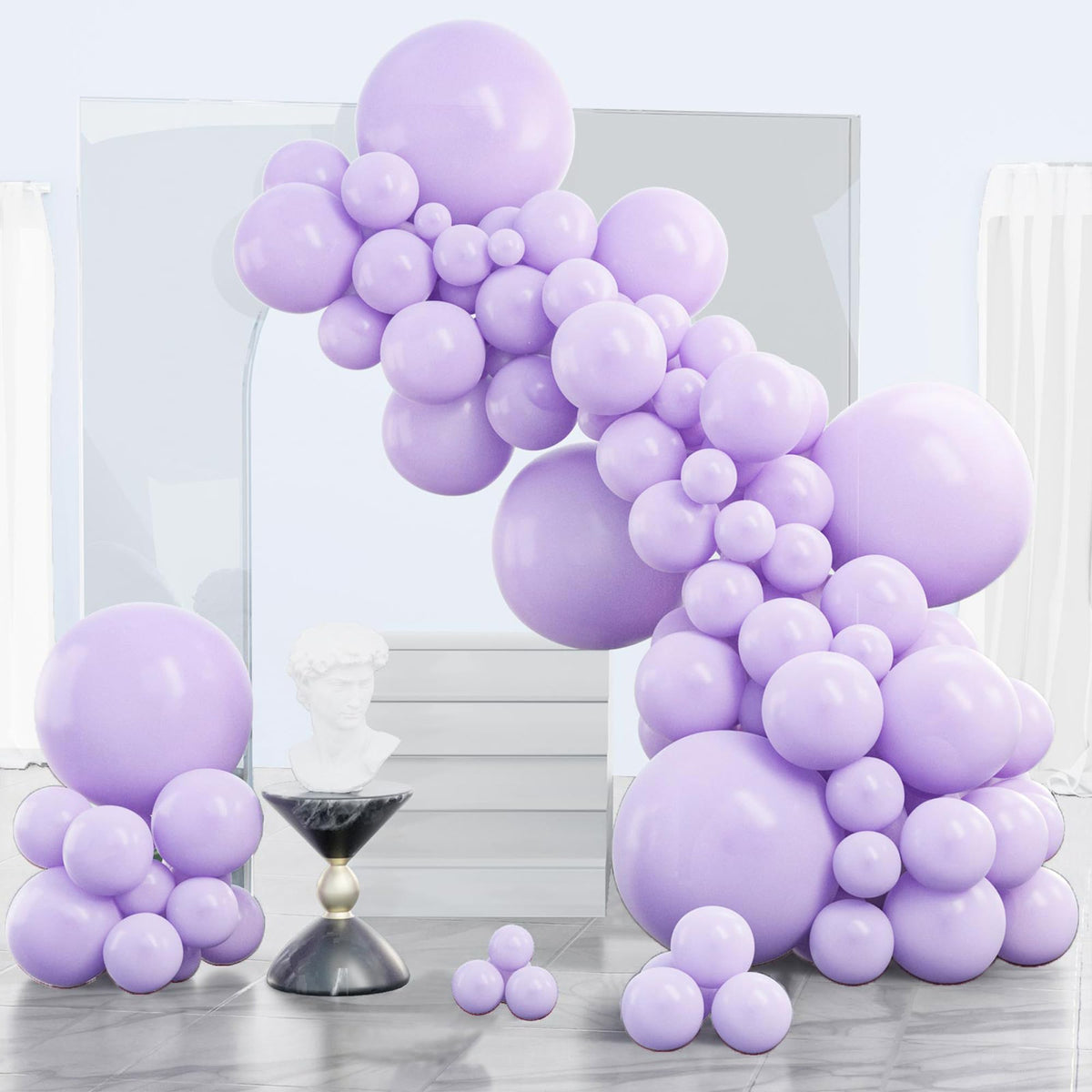 PartyWoo Pearl White Balloons 140pcs Metallic White Color Different Sizes
