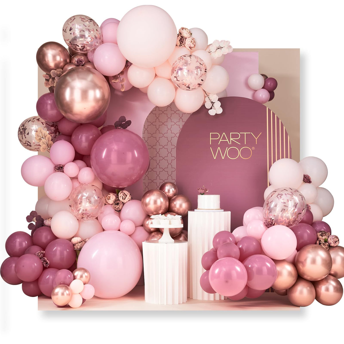PartyWoo Pearl White Balloons 140pcs Metallic White Color Different Sizes