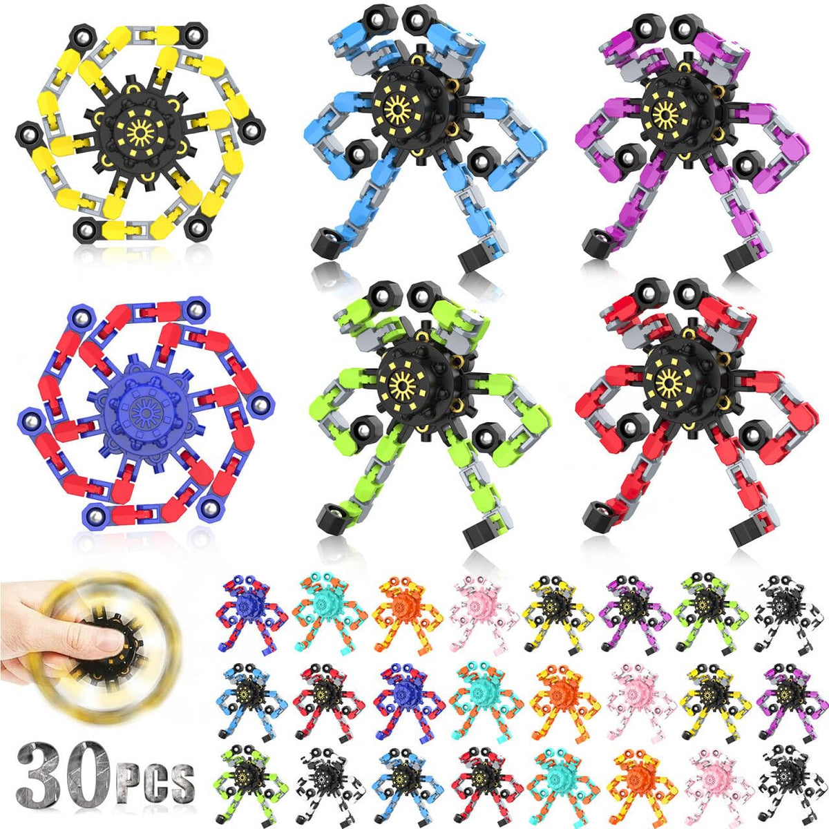 Transformable Fidget Spinners,9PCS Funny Sensory Fidget Toys for Kids