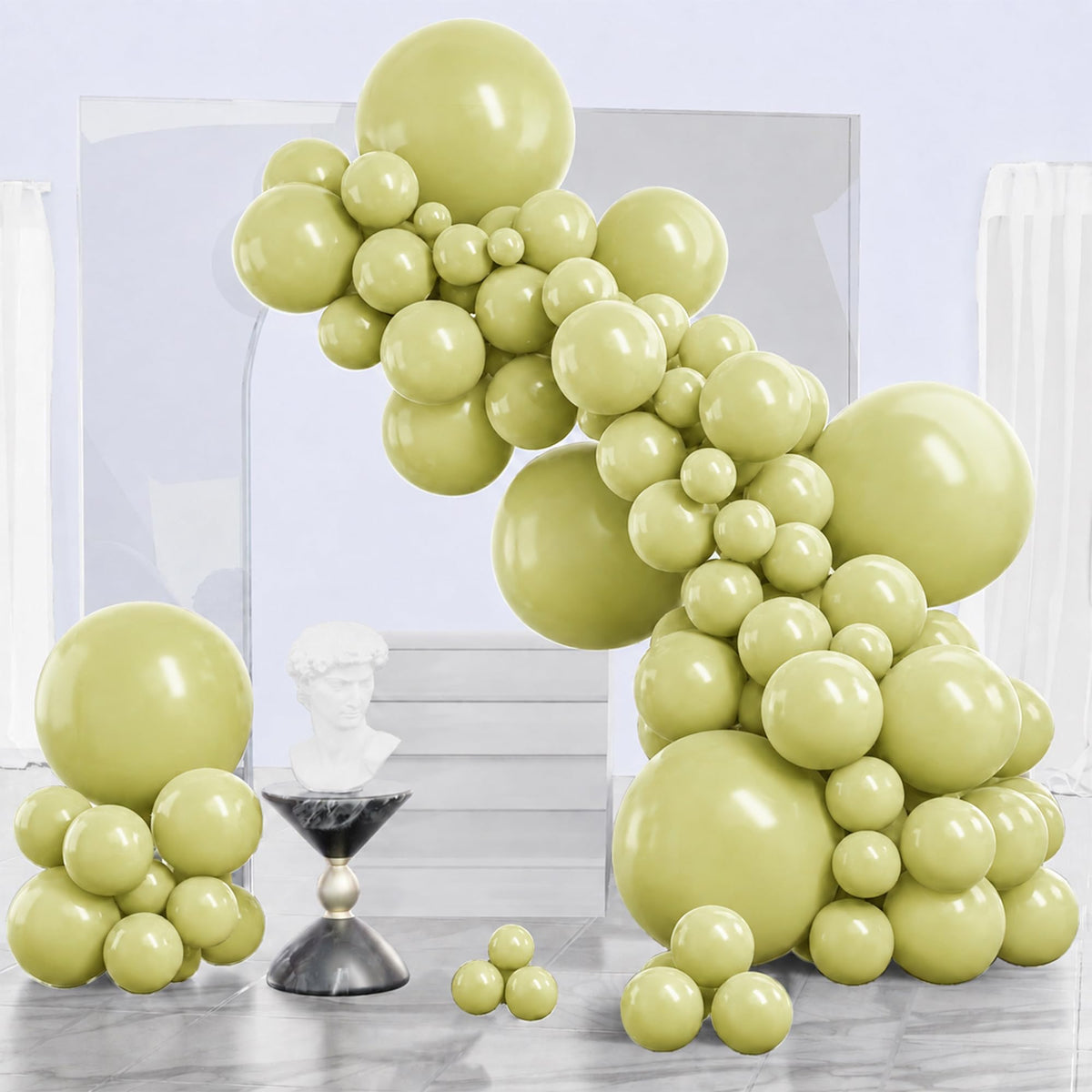 PartyWoo Pearl White Balloons 140pcs Metallic White Color Different Sizes