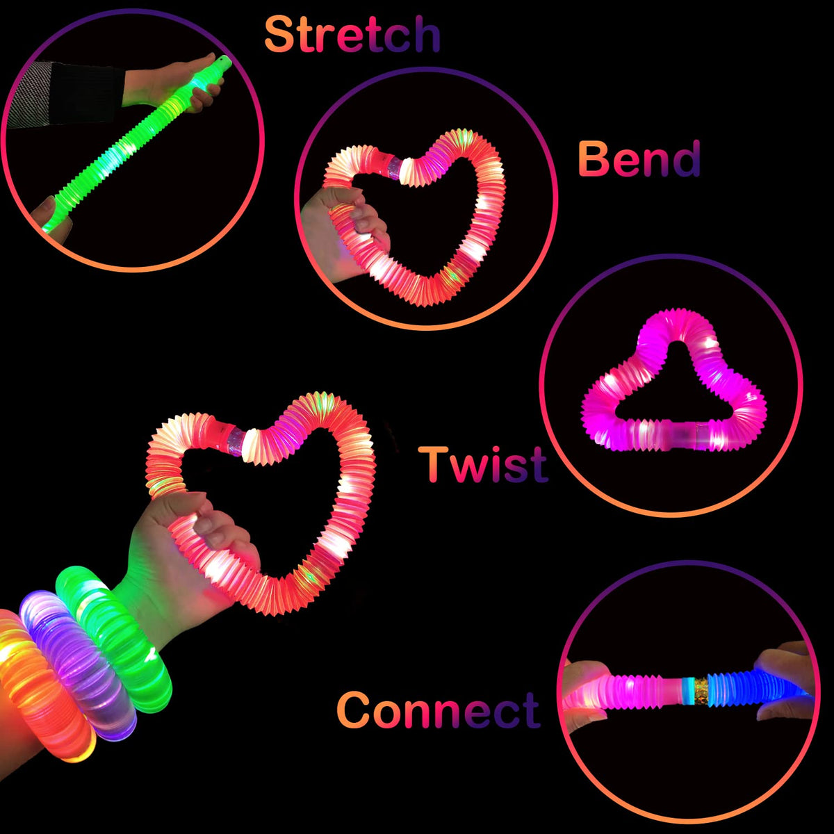 Halloween Light Up Party Favors for Kids 24PCS,Glow Stick Bracelet Necklace