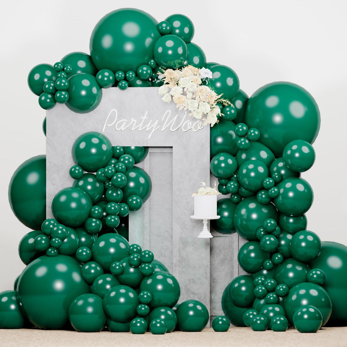 PartyWoo Pearl White Balloons 140pcs Metallic White Color Different Sizes
