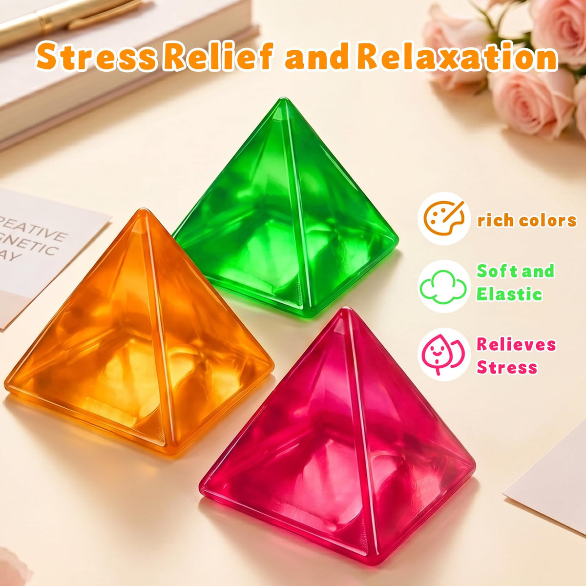 3pc Stress Balls for Adults, Squishy Ball Sensory Textured Memory Gel Fidget Toys for Kids/Adults Hand Exercises, Valentines Day Party Favors Anxiety Relief Squeeze Ball(1.80“)
