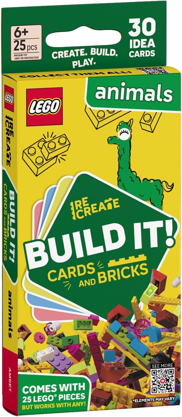 LEGO Recreate Activity Cards – Animals | Creative Building Game with 30+ Activity Cards & 25 LEGO Elements | Ages 6+
